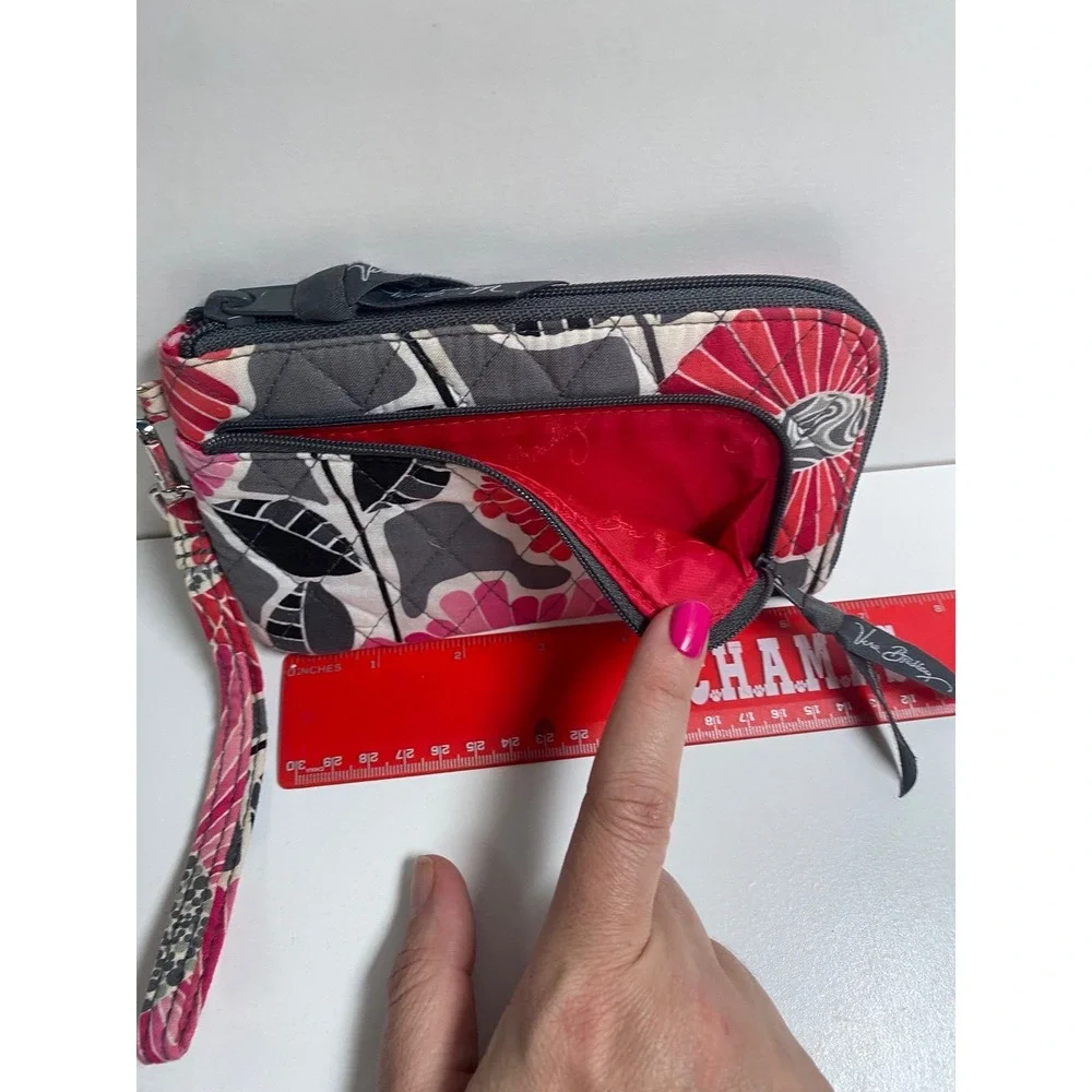 Vera Bradley Cherry Blossom Wristlet Wallet Floral‎ Quilted Zip Clutch Small EUC